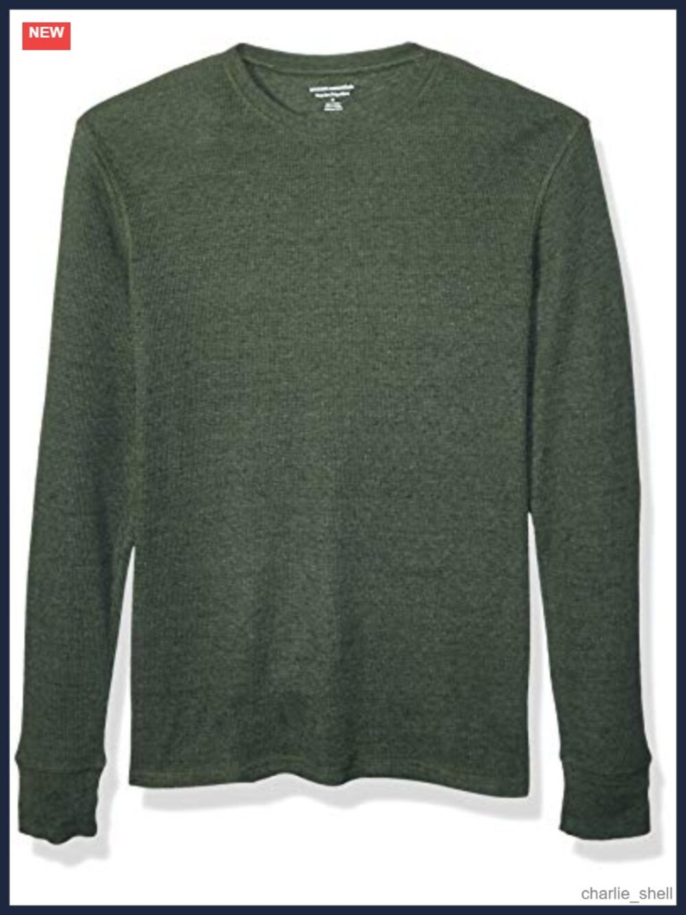 Men's Slim-Fit Waffle Thermal Long Sleeve Shirt Ribbed Trim
